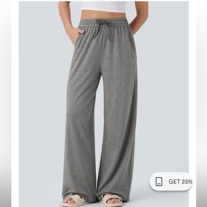 HALARA High Waisted Drawstring Pocket Wide Leg Baggy Casual Pants